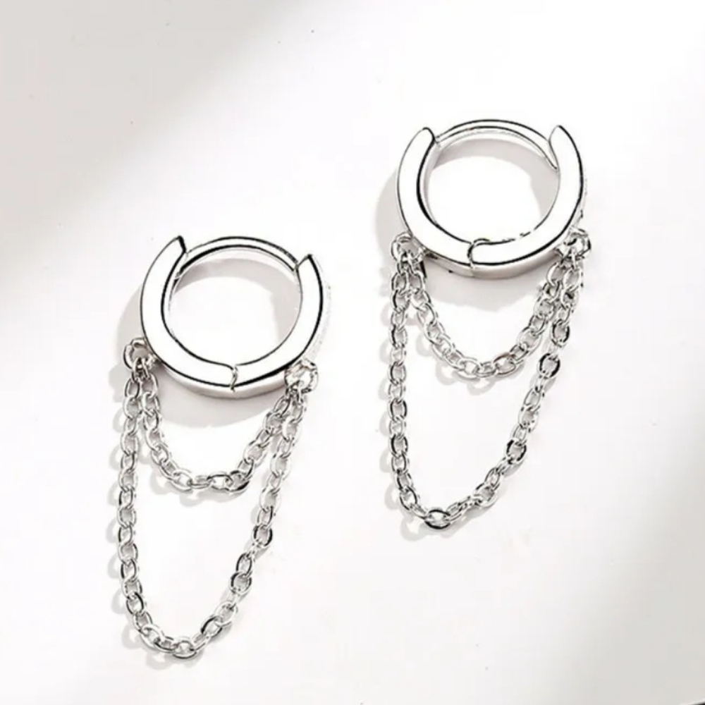 ⛓ Hoop Chain Sleeper Earrings